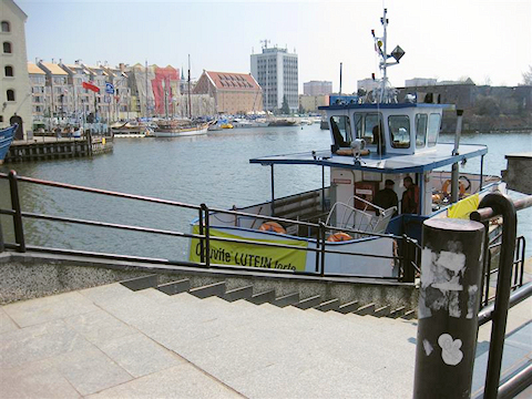 Hotel Gdansk seen from ferry.