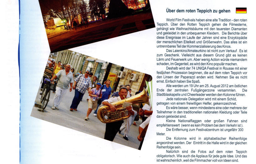 Brochure pager about red carpet parade.