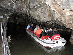 Boat ride on underground Punkva river.