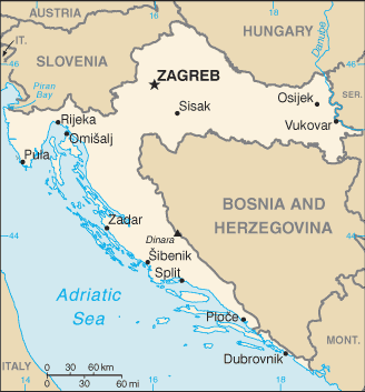 Map of Croatia.