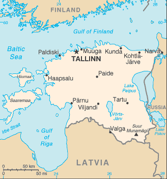 Map of Estonia.