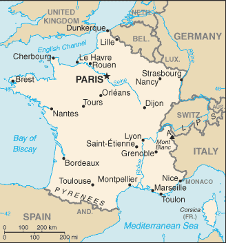 Map of France.