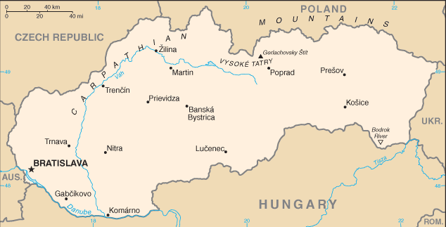 Map of Slovakia.