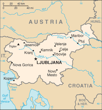 Map of Slovenia.