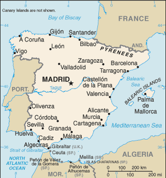 Map of Spain.